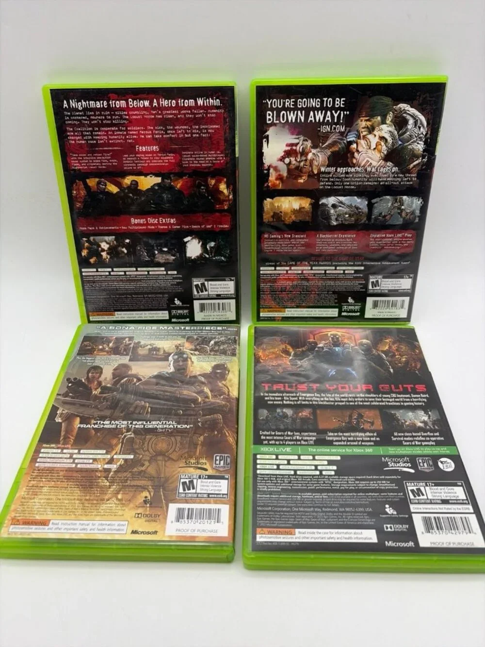 Gears of War Trilogy & Juggernaut Lot of 4 Video Games Tested Working